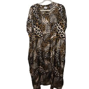 Sita Caftan Mumu Vintage Maxi Dress One Size Animal Print